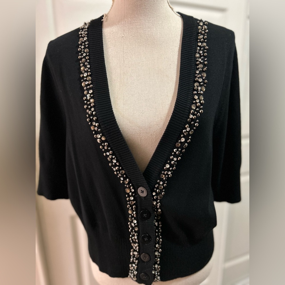 Torrid Cropped Cardigan - Embellished Black SZ 2X, NWT